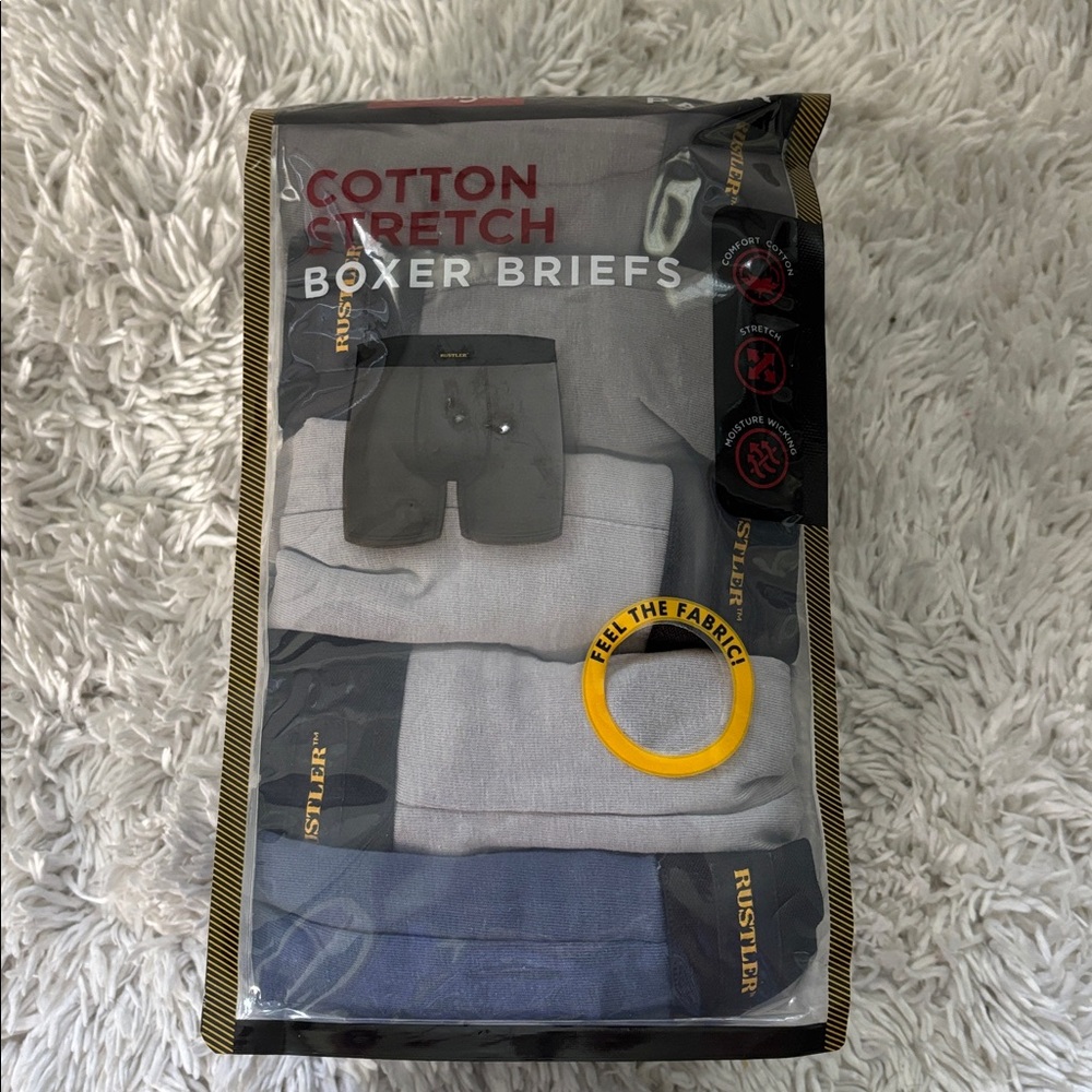 Rustler Cotton Stretch Boxer Briefs 10-Pack in Black and Gray